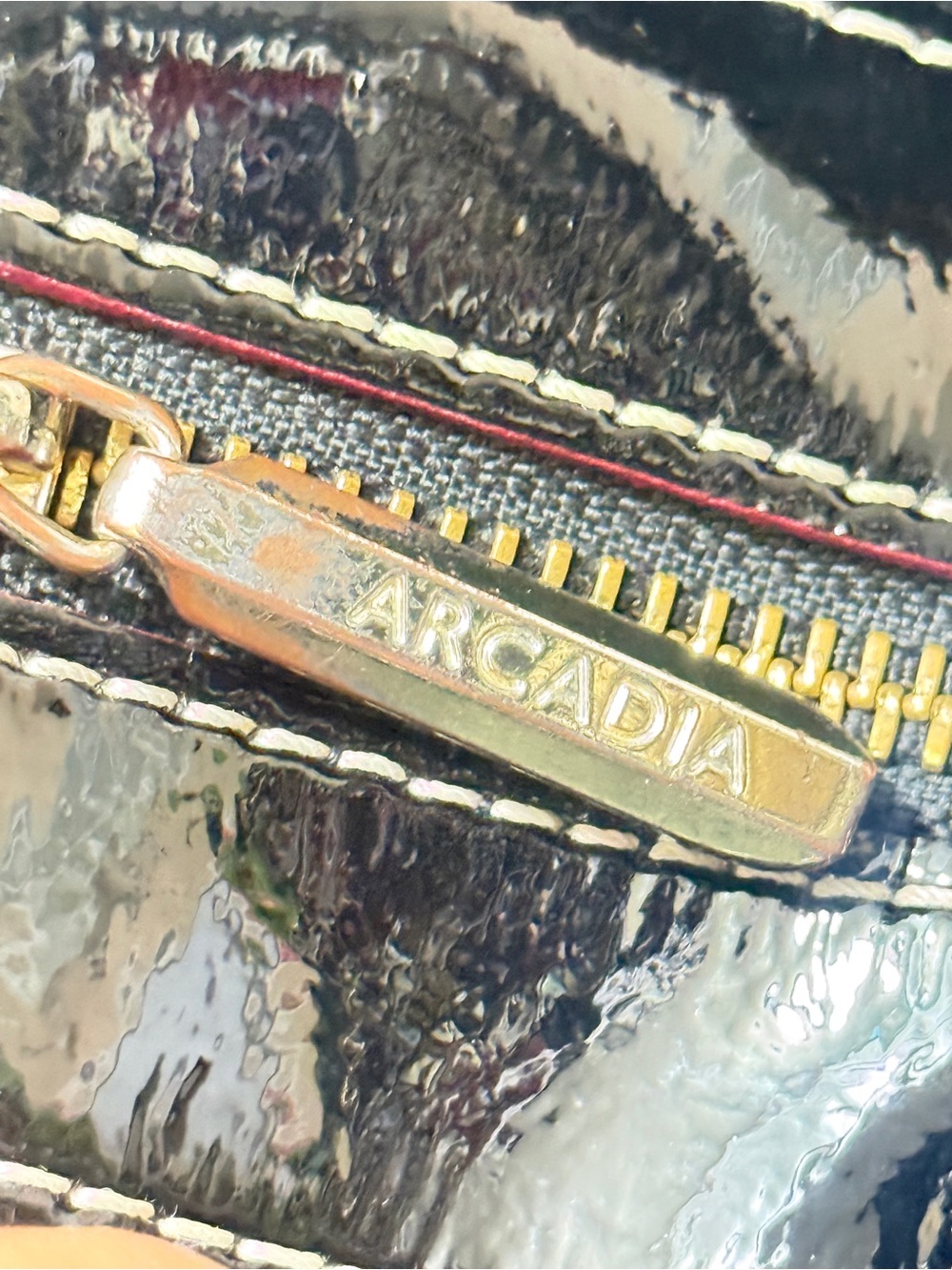Arcadia Black Patent Crossbody with Red. embossed design - Picture 13 of 15